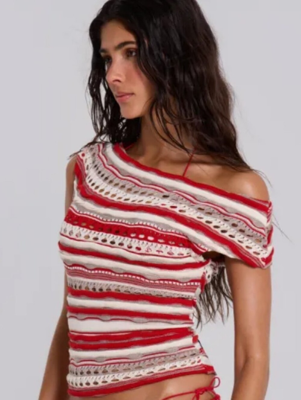 Jaded London Striped Red and Cream Women's Sleeveless Knit Top